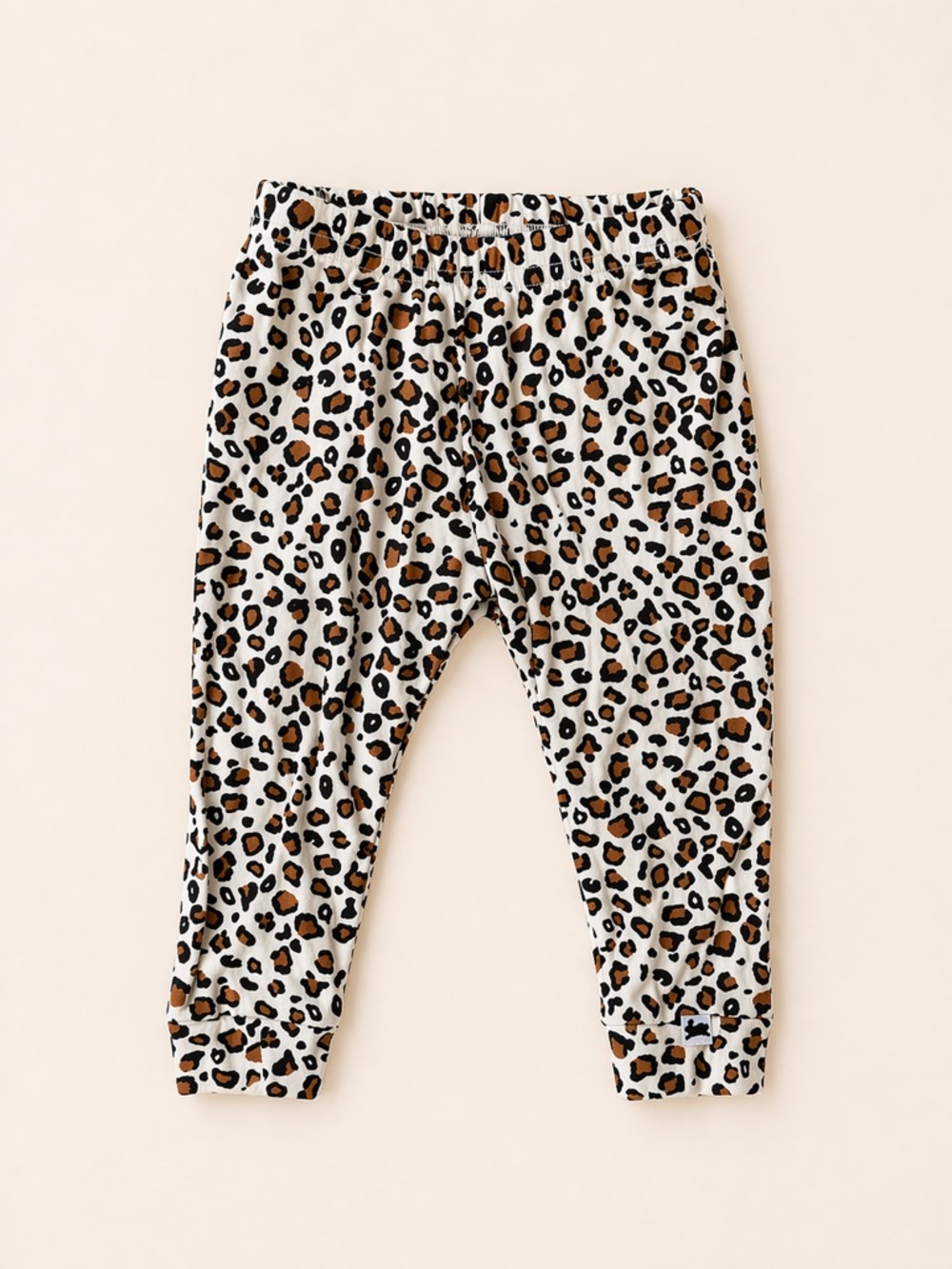 Little & Lively Leopard Print Baby Leggings - White with Brown & Black Spots